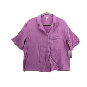 Stars Above Gauze Pajama Top XS Purple Breathable PJs Button Front Sleep‎ Shirt